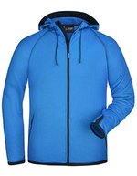 James&Nicholson Fleece Kapuzenjacke mit Alloverdruck für Herren, Aqua/Navy S, JN571 – Bild 1