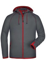James&Nicholson Fleece Kapuzenjacke mit Alloverdruck für Herren, Aqua/Navy S, JN571 – Bild 3