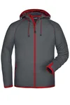 James&Nicholson Fleece Kapuzenjacke mit Alloverdruck für Herren, Carbon/Red L, JN571 – Bild 3