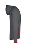 James&Nicholson Fleece Kapuzenjacke mit Alloverdruck für Herren, Carbon/Red L, JN571 – Bild 6