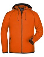 James&Nicholson Fleece Kapuzenjacke mit Alloverdruck für Herren, Aqua/Navy S, JN571 – Dark Orange/Carbon