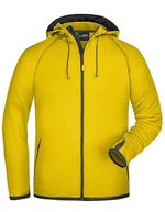 James&Nicholson Fleece Kapuzenjacke mit Alloverdruck für Herren, Aqua/Navy S, JN571 – Yellow/Carbon