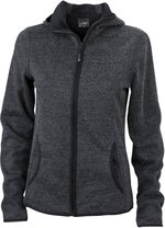 James&Nicholson Strick-Fleece Kapuzenjacke mit Teilungsnähten für Damen, Blue Melange/Black S, JN588 – Bild 1