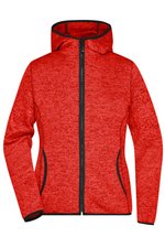 James&Nicholson Strick-Fleece Kapuzenjacke mit Teilungsnähten für Damen, Blue Melange/Black S, JN588 – Bild 3