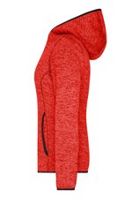 James&Nicholson Strick-Fleece Kapuzenjacke mit Teilungsnähten für Damen, Blue Melange/Black S, JN588 – Bild 5