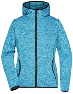 James&Nicholson Strick-Fleece Kapuzenjacke mit Teilungsnähten für Damen, Blue Melange/Black S, JN588 – Bild 2