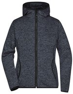 James&Nicholson Strick-Fleece Kapuzenjacke mit Teilungsnähten für Damen, Blue Melange/Black S, JN588 – Fonce Melange/Noir