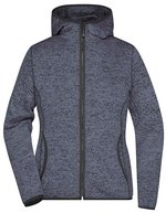 James&Nicholson Strick-Fleece Kapuzenjacke mit Teilungsnähten für Damen, Blue Melange/Black S, JN588 – Jean Melange/Noir