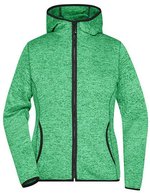 James&Nicholson Strick-Fleece Kapuzenjacke mit Teilungsnähten für Damen, Blue Melange/Black S, JN588 – Green Melange/Black