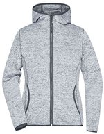 James&Nicholson Strick-Fleece Kapuzenjacke mit Teilungsnähten für Damen, Blue Melange/Black S, JN588 – Clair Melange/Carbone