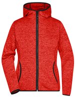 James&Nicholson Strick-Fleece Kapuzenjacke mit Teilungsnähten für Damen, Blue Melange/Black S, JN588 – Rouge Melange/Noir