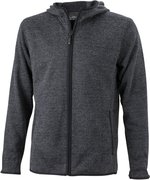 James&Nicholson Strick-Fleece Kapuzenjacke Melange für Herren, Blue Melange/Black S, JN589 – Bild 1