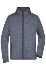 James&Nicholson Strick-Fleece Kapuzenjacke Melange für Herren, Blue Melange/Black S, JN589 – Bild 3