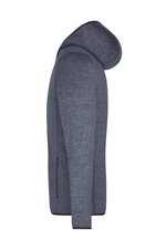 James&Nicholson Strick-Fleece Kapuzenjacke Melange für Herren, Blue Melange/Black S, JN589 – Bild 5