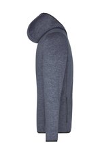 James&Nicholson Strick-Fleece Kapuzenjacke Melange für Herren, Blue Melange/Black S, JN589 – Bild 6