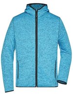 James&Nicholson Strick-Fleece Kapuzenjacke Melange für Herren, Blue Melange/Black S, JN589 – Bild 2