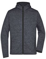 James&Nicholson Strick-Fleece Kapuzenjacke Melange für Herren, Blue Melange/Black S, JN589 – Dark Melange/Black