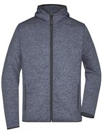 James&Nicholson Strick-Fleece Kapuzenjacke Melange für Herren, Blue Melange/Black S, JN589 – Denim Melange/Black