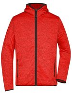 James&Nicholson Strick-Fleece Kapuzenjacke Melange für Herren, Blue Melange/Black S, JN589 – Red Melange/Black