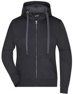 James&Nicholson Kapuzenjacke aus Baumwoll-Polyester für Damen, Black/Carbon S, JN594 – Bild 2