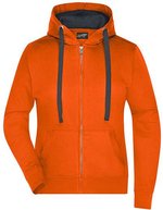 James&Nicholson Kapuzenjacke aus Baumwoll-Polyester für Damen, Black/Carbon S, JN594 – Dark Orange/Carbon