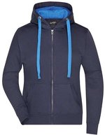 James&Nicholson Kapuzenjacke aus Baumwoll-Polyester für Damen, Black/Carbon S, JN594 – Blu navy/Cobalto