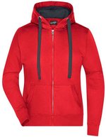 James&Nicholson Kapuzenjacke aus Baumwoll-Polyester für Damen, Black/Carbon S, JN594 – Rosso/Carbonio