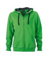 James&Nicholson Kapuzenjacke mit BIONIC®-Finish für Herren, Black/Carbon S, JN595 – Green/Carbon