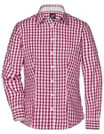 James&Nicholson Karobluse mit tailliertem Schnitt für Damen, Black/White L, JN616 – Bordeaux/White