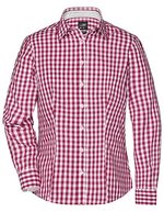 James&Nicholson Karobluse mit tailliertem Schnitt für Damen, Black/White XS, JN616 – Bordeaux/White