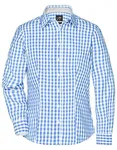 James&Nicholson Karobluse mit tailliertem Schnitt für Damen, Black/White L, JN616 – Glacier Blue/White