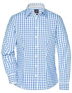 James&Nicholson Karobluse mit tailliertem Schnitt für Damen, Black/White XS, JN616 – Glacier Blue/White