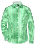 James&Nicholson Karobluse mit tailliertem Schnitt für Damen, Black/White L, JN616 – Green/White