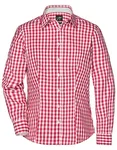 James&Nicholson Karobluse mit tailliertem Schnitt für Damen, Black/White L, JN616 – Red/White
