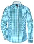 James&Nicholson Karobluse mit tailliertem Schnitt für Damen, Black/White L, JN616 – Turquoise/White