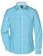 James&Nicholson Karobluse mit tailliertem Schnitt für Damen, Black/White XS, JN616 – Turquoise/White