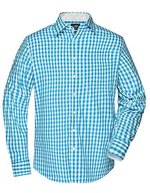 James&Nicholson Karoshirt mit Uni-Einsätzen und Brusttasche, Black/White S, JN617 – Turchese/Bianco