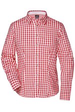 James&Nicholson Damen-Bluse im Trachtenlook mit Knöpfen, Green/White XS, JN637 – Bild 1