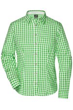 James&Nicholson Damen-Bluse im Trachtenlook mit Knöpfen, Green/White XS, JN637 – Bild 3