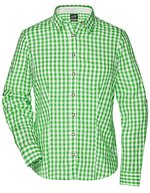 James&Nicholson Damen-Bluse im Trachtenlook mit Knöpfen, Green/White XS, JN637 – Bild 2