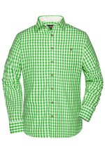 James&Nicholson Trachtenhemd mit Brusttasche für Herren, Green/White S, JN638 – Bild 3