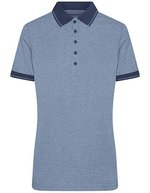 James&Nicholson Melange Polo mit Knopfleiste für Damen, Black Melange/Black S, JN705 – Bleu Melange/Marine