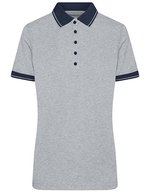 James&Nicholson Melange Polo mit Knopfleiste für Damen, Black Melange/Black S, JN705 – Gris Chine/Marine