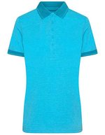 James&Nicholson Melange Polo mit Knopfleiste für Damen, Black Melange/Black S, JN705 – Turquoise Melange/Turquoise