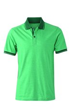 James&Nicholson Melange Polo mit Kontraststreifen für Herren, Black Melange/Black S, JN706 – Bild 1