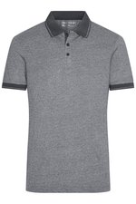James&Nicholson Melange Polo mit Kontraststreifen für Herren, Black Melange/Black S, JN706 – Bild 3