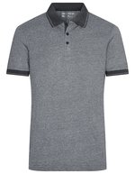 James&Nicholson Melange Polo mit Kontraststreifen für Herren, Black Melange/Black S, JN706 – Bild 2