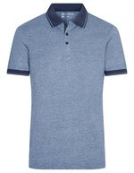 James&Nicholson Melange Polo mit Kontraststreifen für Herren, Black Melange/Black S, JN706 – Blu Melange/Blu navy