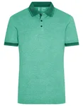 James&Nicholson Melange Polo with Contrast Stripes for Men, Black Melange/Black S, JN706 – Green Melange/Dark Green