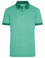 James&Nicholson Melange Polo mit Kontraststreifen für Herren, Black Melange/Black S, JN706 – Verde Melange/Verde scuro